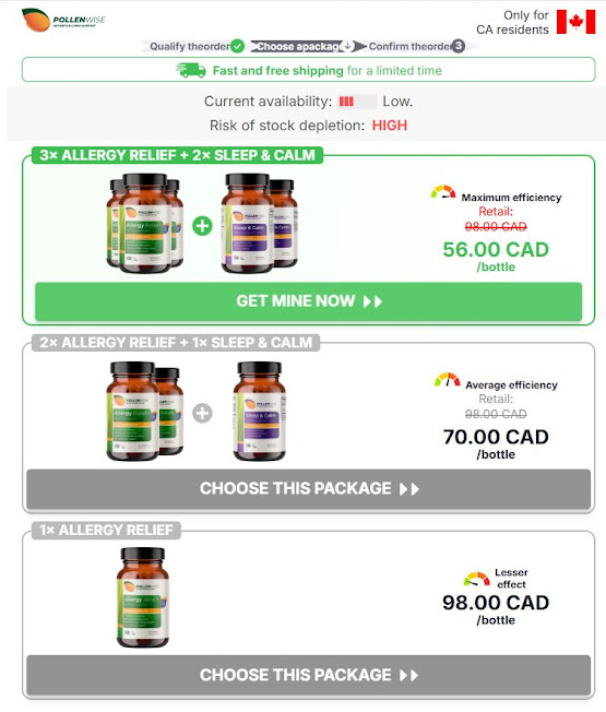 POLLENWISE Allergy Relief United Kingdom packages overview