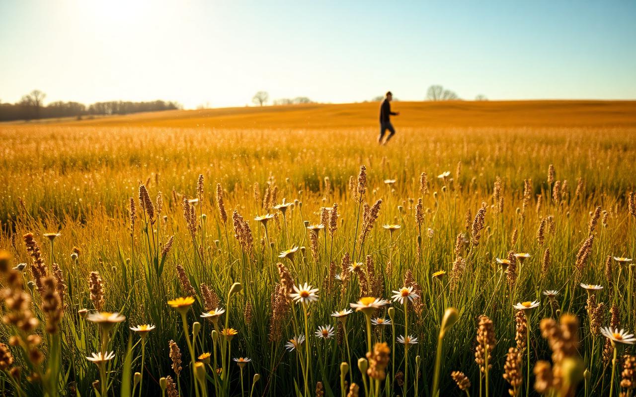 British countryside meadow representing pollen-free outdoor enjoyment with POLLENWISE